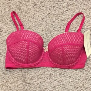 Hot Pink Lace Underwire Bra